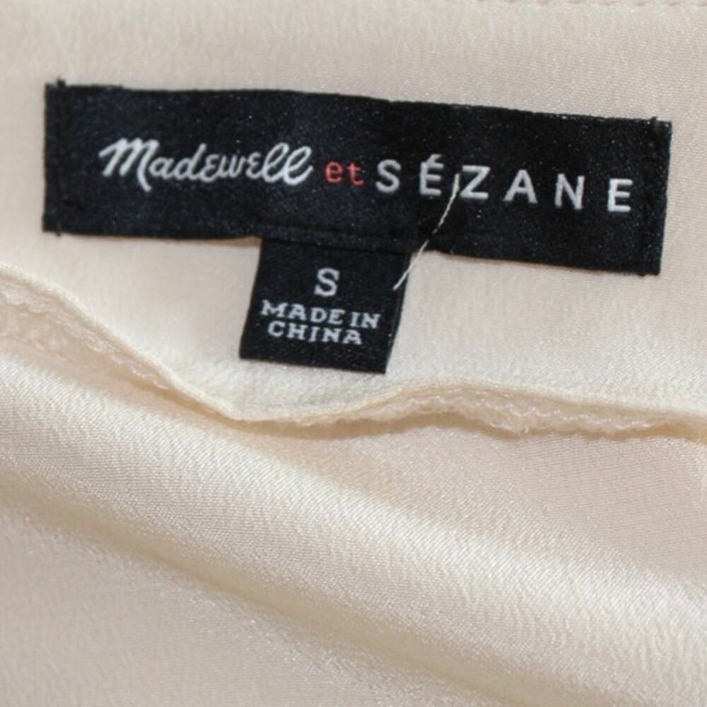 Madewell x Sézane Blouse | Size S | Cream | Ruffle Neck | Gold Snaps - Picture 7 of 7